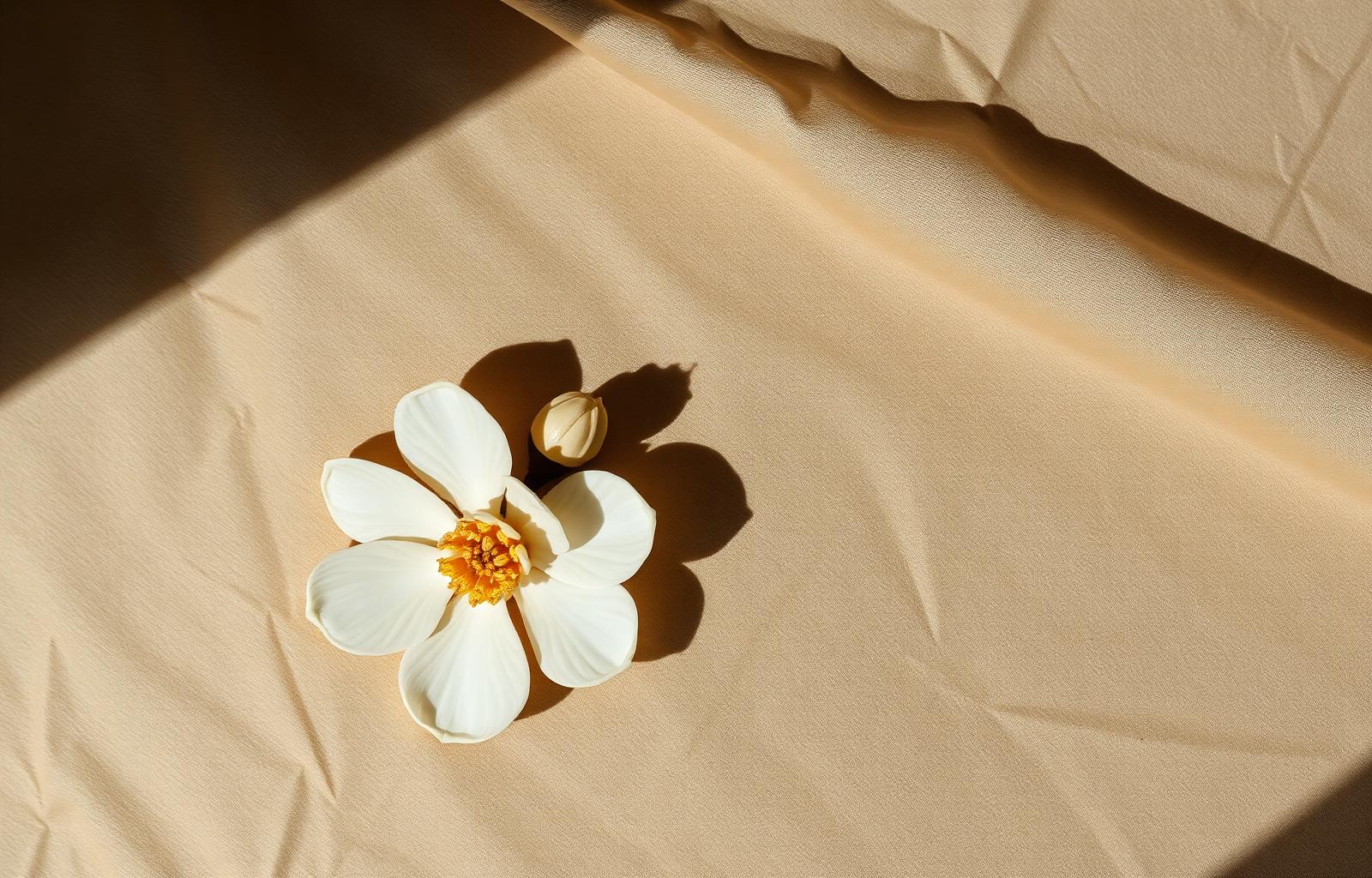 静物 — 絹の上の一輪の山茶花、女性の生涯の円満を守るしるしとして